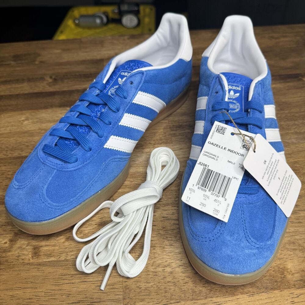 adidas Originals Gazelle Indoor Blue Bird‎ Gum Men Unisex Casual Shoes Size 11